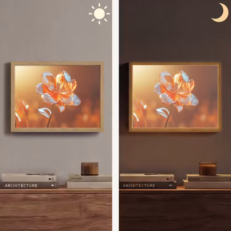 Glazen - Bloem - Zonlicht Light Box met batterij (Wandlamp) middel -sfeer3