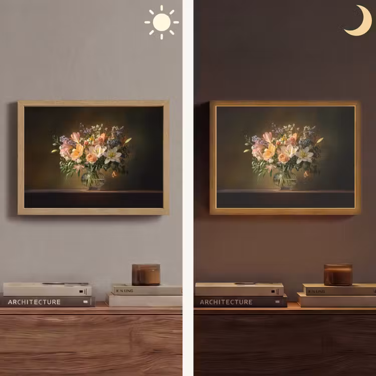 Glazen - Bloemen - Boeket - Kleuren Light Box met batterij (Wandlamp) middel -sfeer3