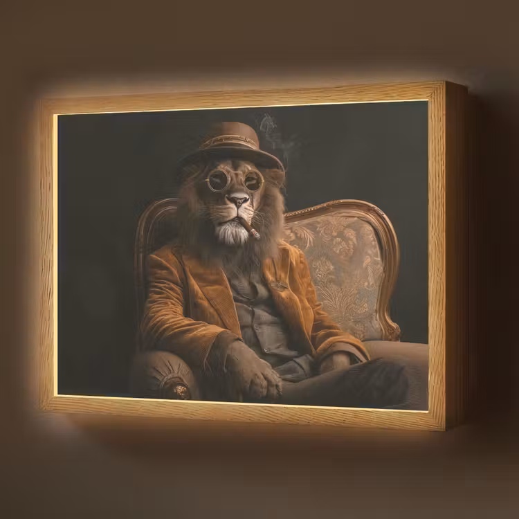 Bril - Leeuw - Bank - Hoed Light Box met batterij (Wandlamp) middel -z3d_website