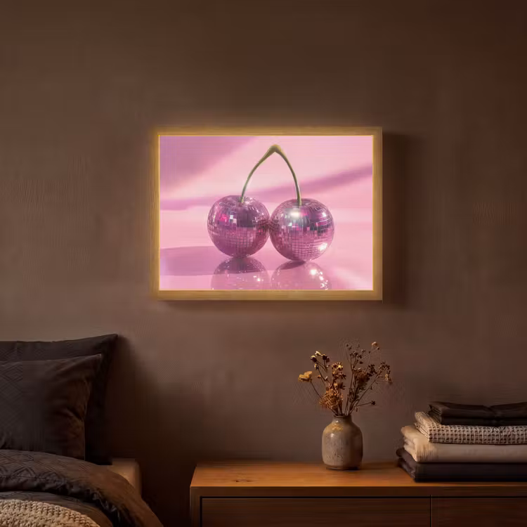 Glitter - Discobol - Roze - Kersen Light Box met batterij (Wandlamp) middel -sfeer4