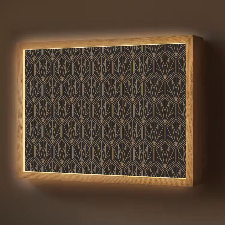 Goud - Zwart - Lijnen Light Box met batterij (Wandlamp) middel 907 -z3d_website