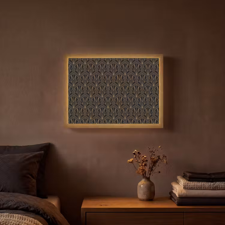 Goud - Zwart - Lijnen Light Box met batterij (Wandlamp) middel 907 -sfeer4