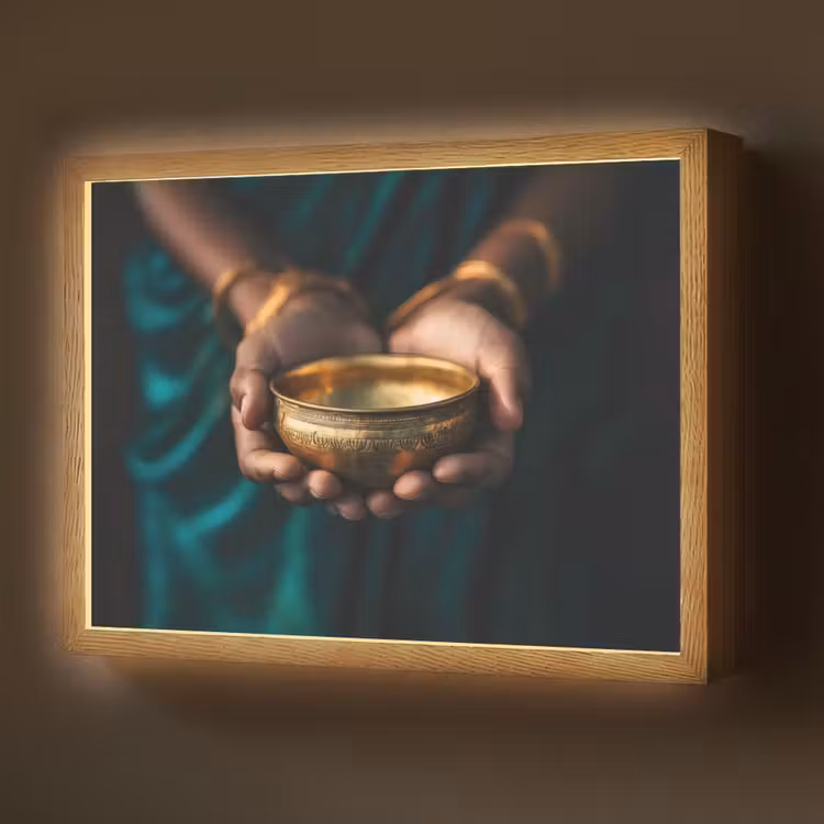 Goud - Kom - Blauw Light Box met batterij (Wandlamp) middel -z3d_website