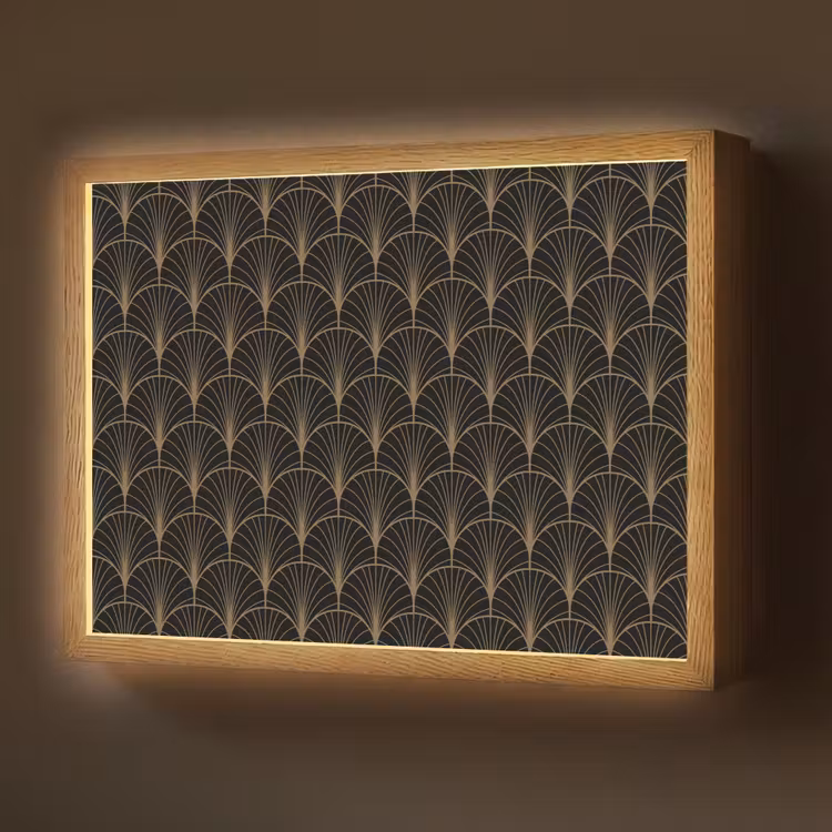 Gouden - Waaiers - Zwart Light Box met batterij (Wandlamp) middel 907 -z3d_website