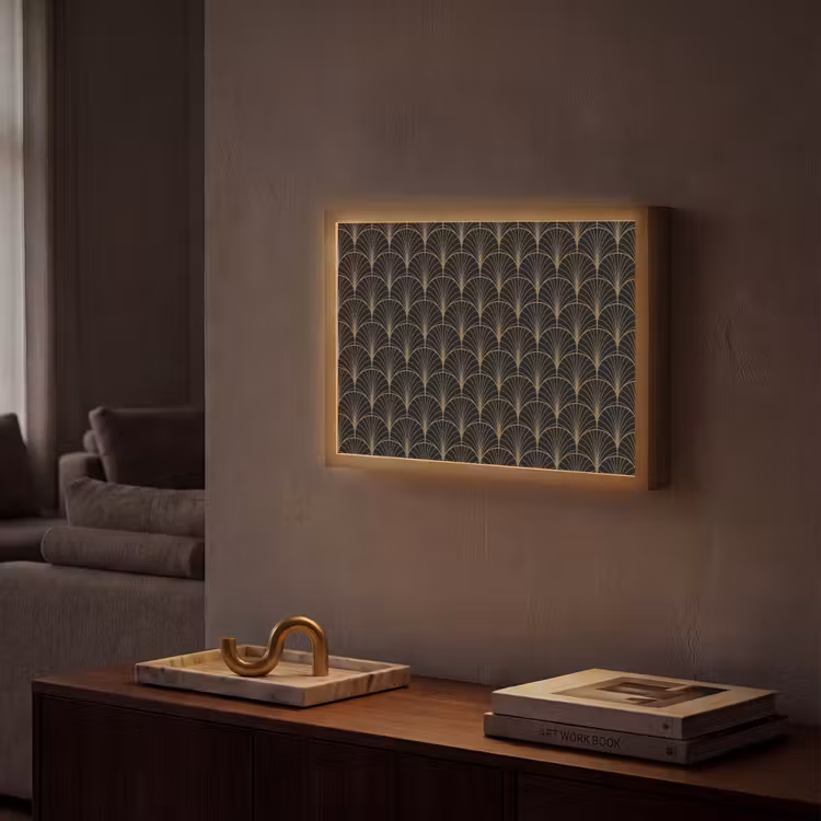 Gouden - Waaiers - Zwart Light Box met batterij (Wandlamp) middel 907 -sfeer1