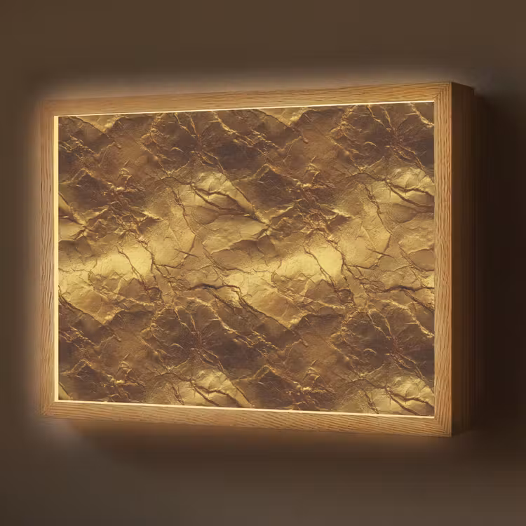 Bladgoud - Textuur  - Goud Light Box met batterij (Wandlamp) middel 907 -z3d_website