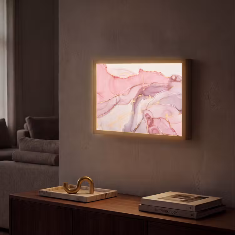 Goud - Marmer - Roze Light Box met batterij (Wandlamp) middel -sfeer1
