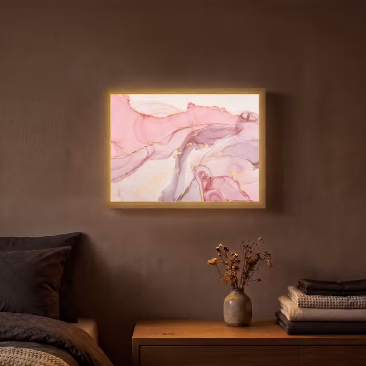 Goud - Marmer - Roze Light Box met batterij (Wandlamp) middel -sfeer4