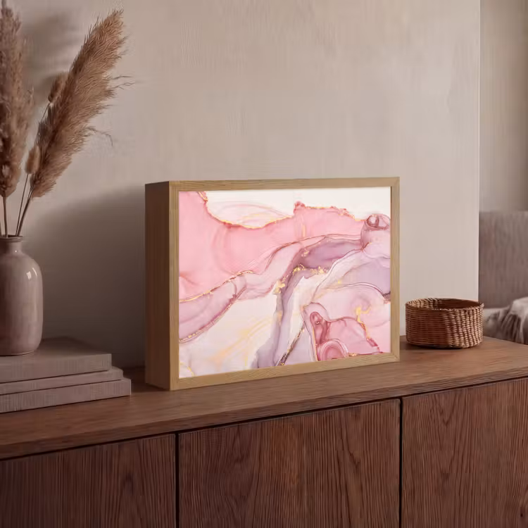 Goud - Marmer - Roze Light Box met batterij (Wandlamp) middel -sfeer2