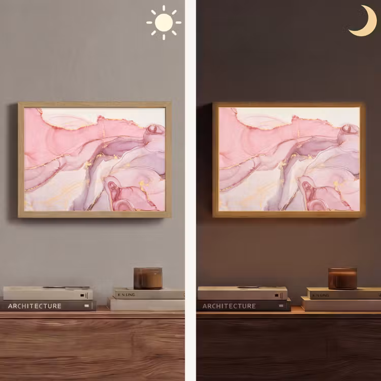 Goud - Marmer - Roze Light Box met batterij (Wandlamp) middel -sfeer3