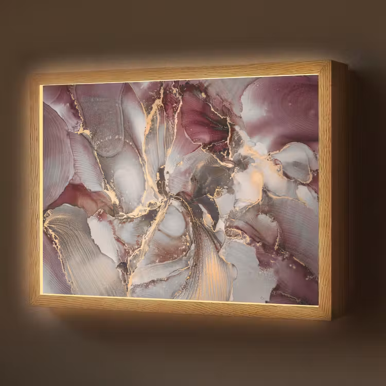 Goud - Marmer - Paars Light Box met batterij (Wandlamp) middel -z3d_website