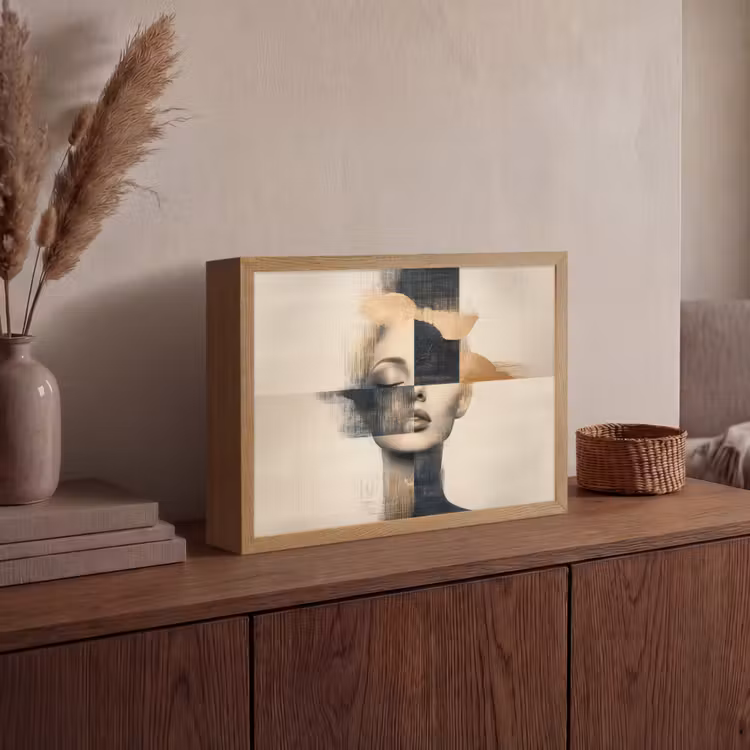 Goud - Vrouw - Rechthoeken Light Box met batterij (Wandlamp) middel -sfeer2