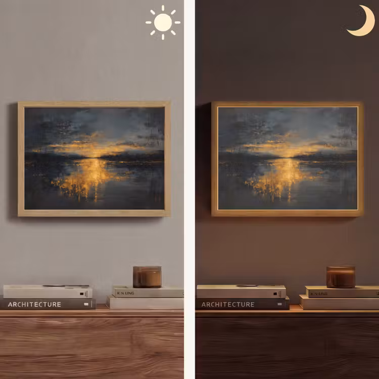 Gouden Reflectie op Water Light Box met batterij (Wandlamp) middel -sfeer3