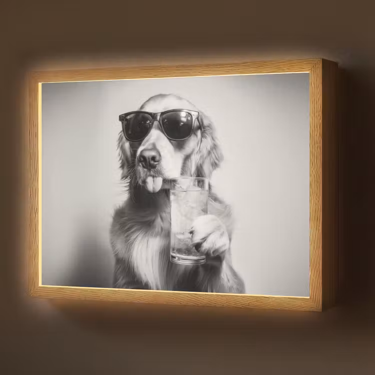 Golden retriever - Hond - Zonnebril - Gkas Light Box met batterij (Wandlamp) middel -z3d_website