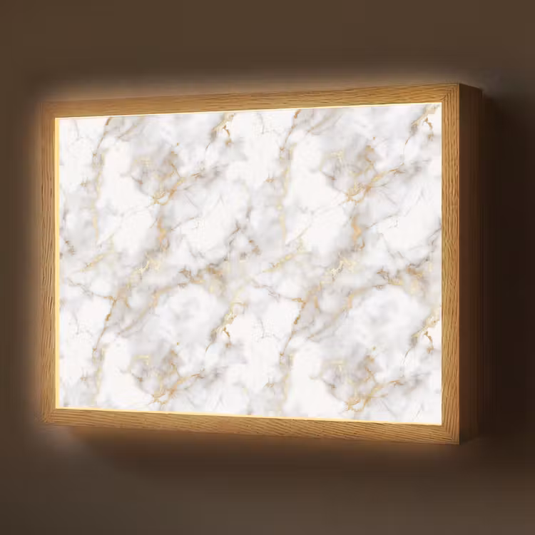 Gouden aders - Marmer - Wit Light Box met batterij (Wandlamp) middel 907 -z3d_website