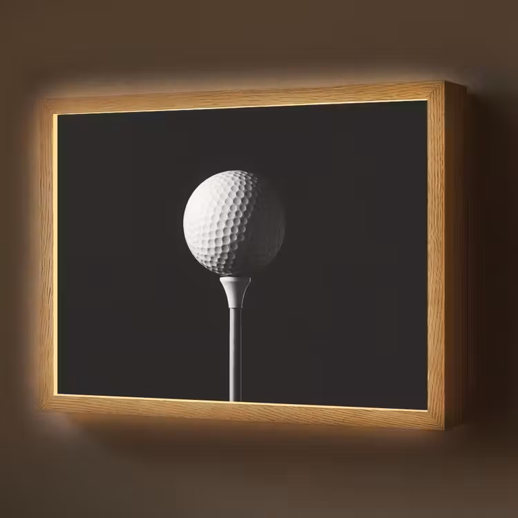 Golfbal - Minimalistisch - Wit Light Box met batterij (Wandlamp) middel -z3d_website