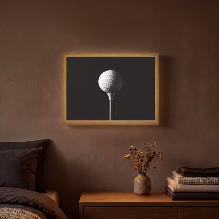 Golfbal - Minimalistisch - Wit Light Box met batterij (Wandlamp) middel -sfeer4