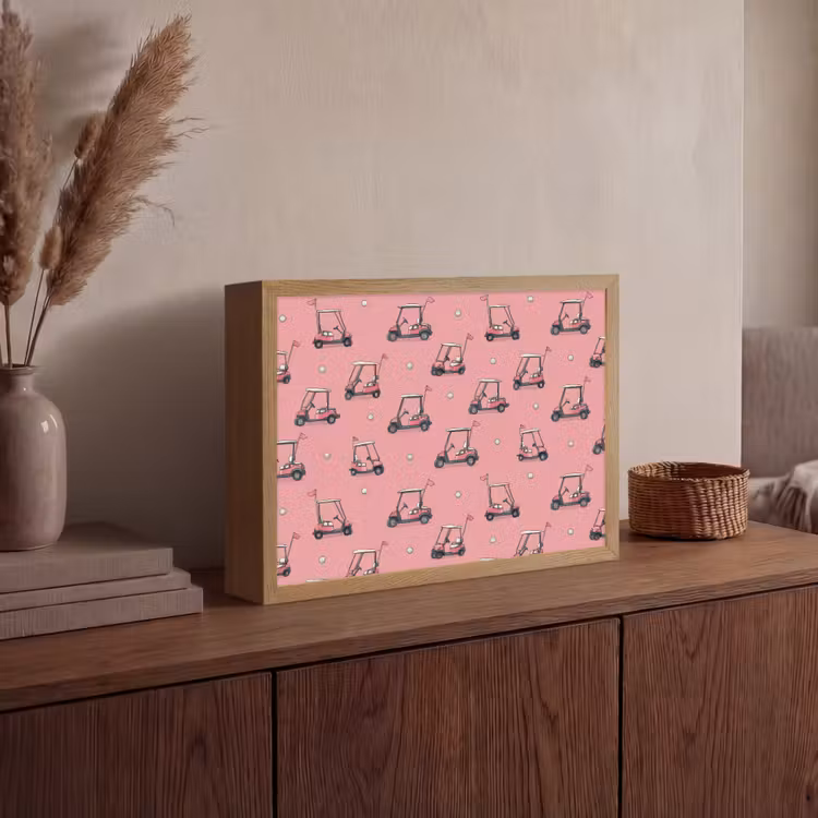 Golfkar - Retro - Roze Light Box met batterij (Wandlamp) middel 907 -sfeer2