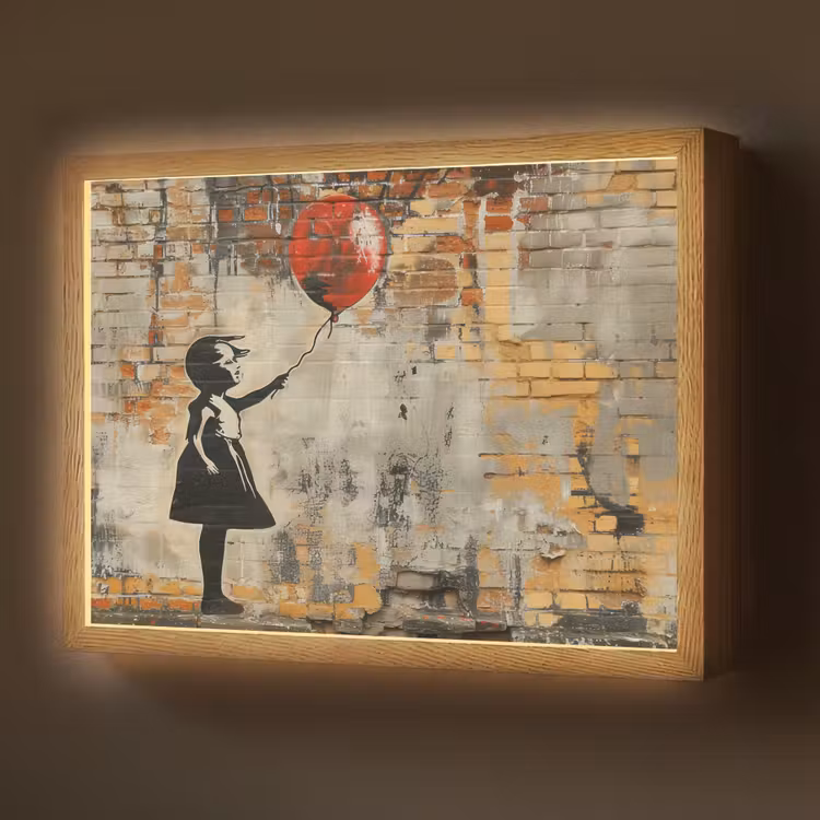 Graffiti - Banksy Style - Meisje met ballon Light Box met batterij (Wandlamp) middel -z3d_website