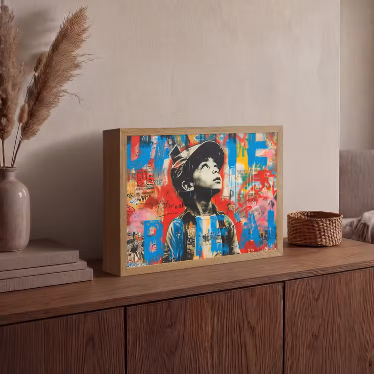 Graffiti - Jongen - Street art - Kleuren Light Box met batterij (Wandlamp) middel -sfeer2