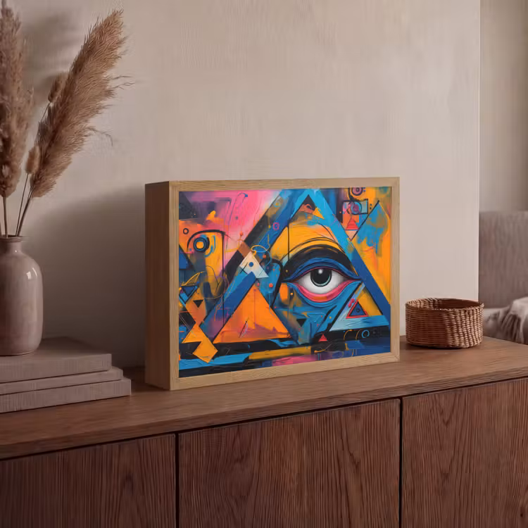 Graffiti - Kleuren - Oog - Kunst Light Box met batterij (Wandlamp) middel -sfeer2