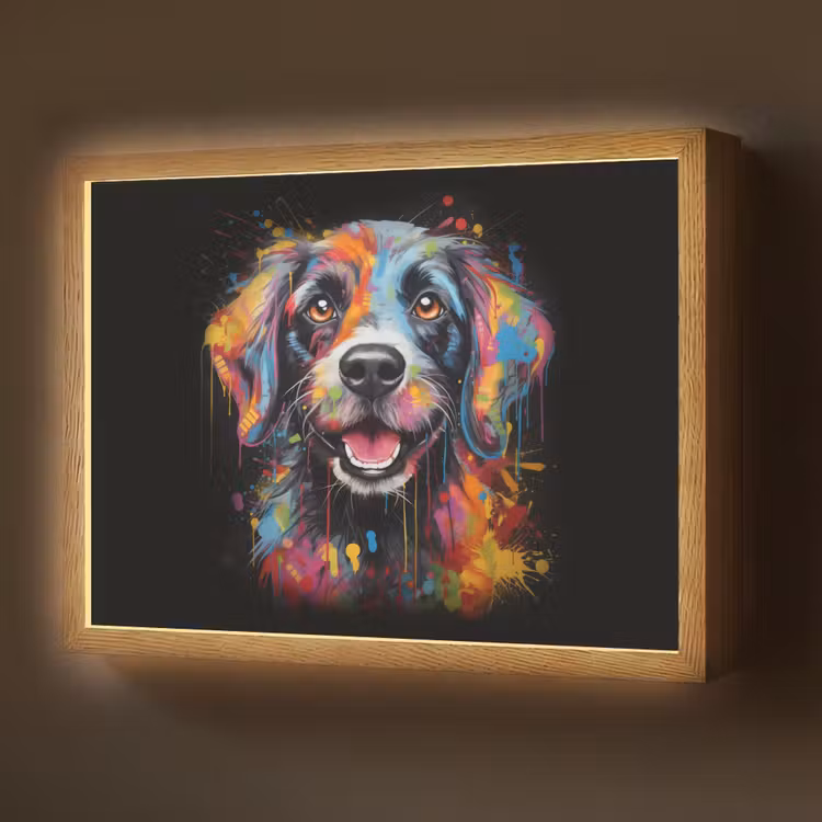 Graffiti - Hond - Zwart - Kleuren Light Box met batterij (Wandlamp) middel -z3d_website