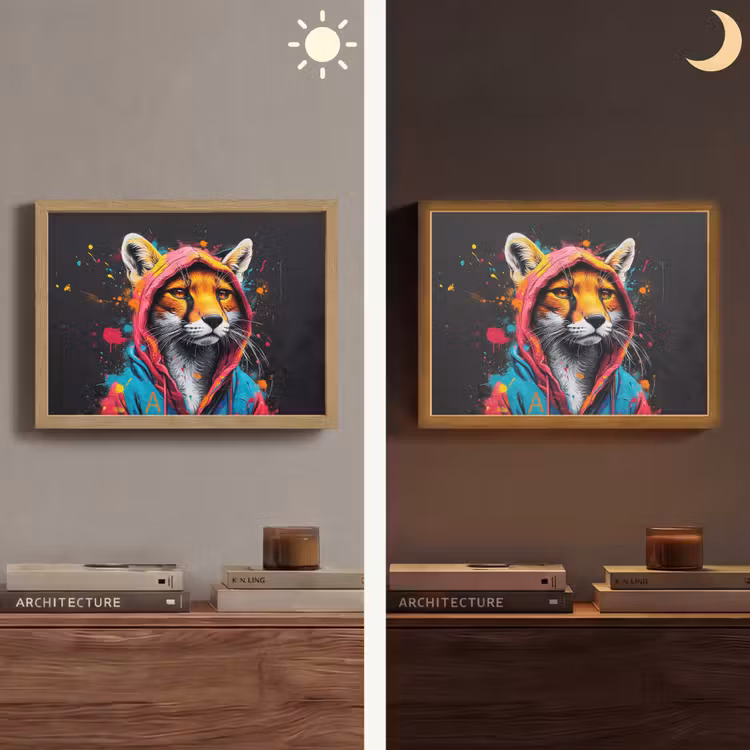 Graffiti - Vos - Jas - Pop art - Dieren Light Box met batterij (Wandlamp) middel -sfeer3