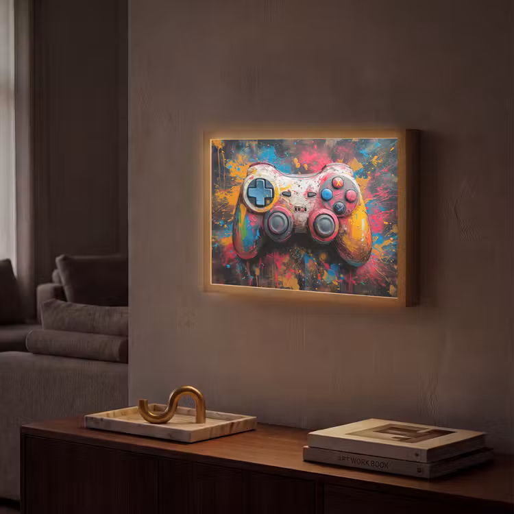 Graffiti - Gaming - Controller - Verf Light Box met batterij (Wandlamp) middel -sfeer1
