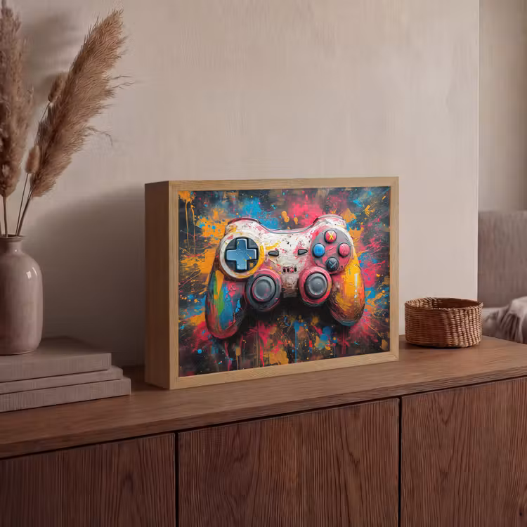 Graffiti - Gaming - Controller - Verf Light Box met batterij (Wandlamp) middel -sfeer2