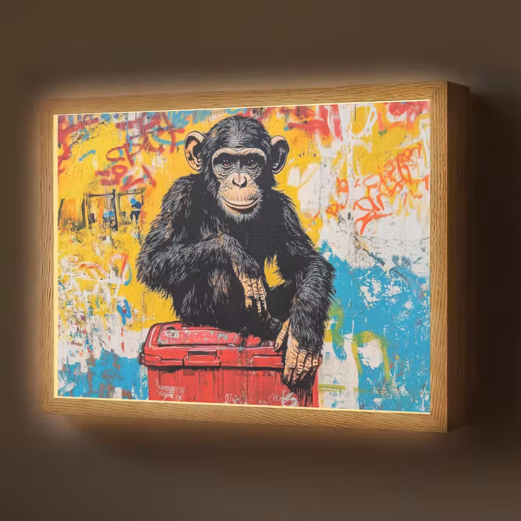 Graffiti - Aap - Street art - Dieren Light Box met batterij (Wandlamp) middel -z3d_website