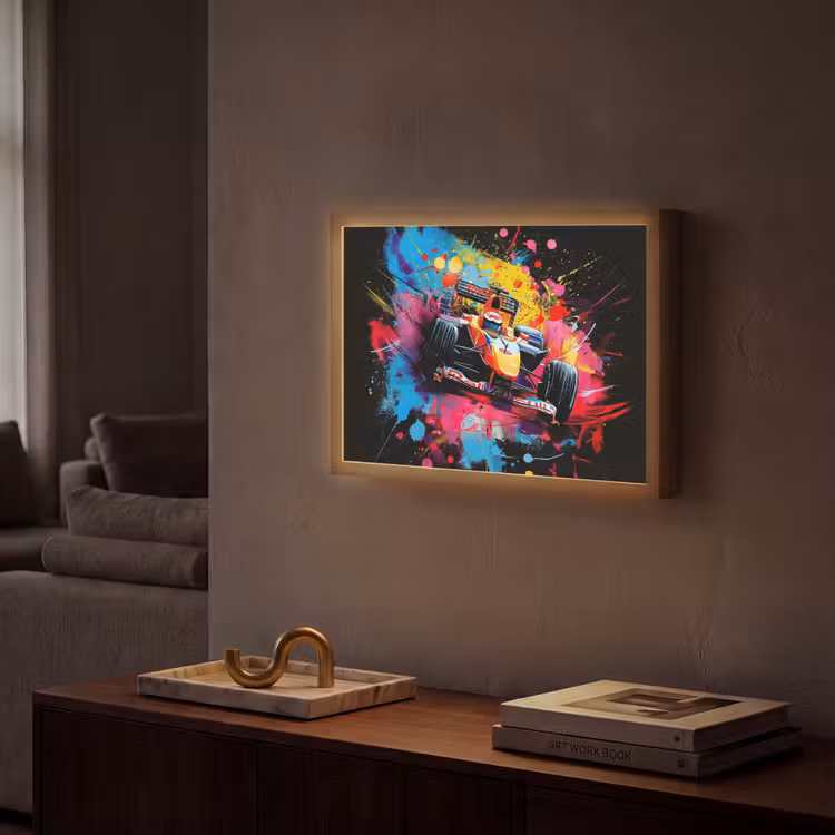 Graffiti - Sport - Auto - Formule 1 - Autosport Light Box met batterij (Wandlamp) middel -sfeer1