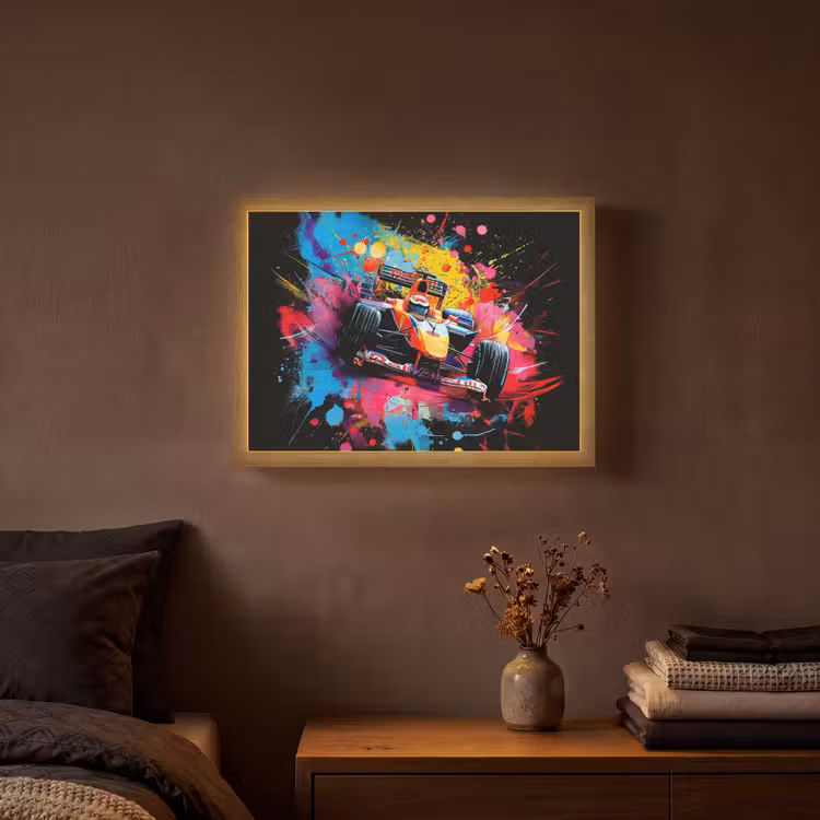 Graffiti - Sport - Auto - Formule 1 - Autosport Light Box met batterij (Wandlamp) middel -sfeer4