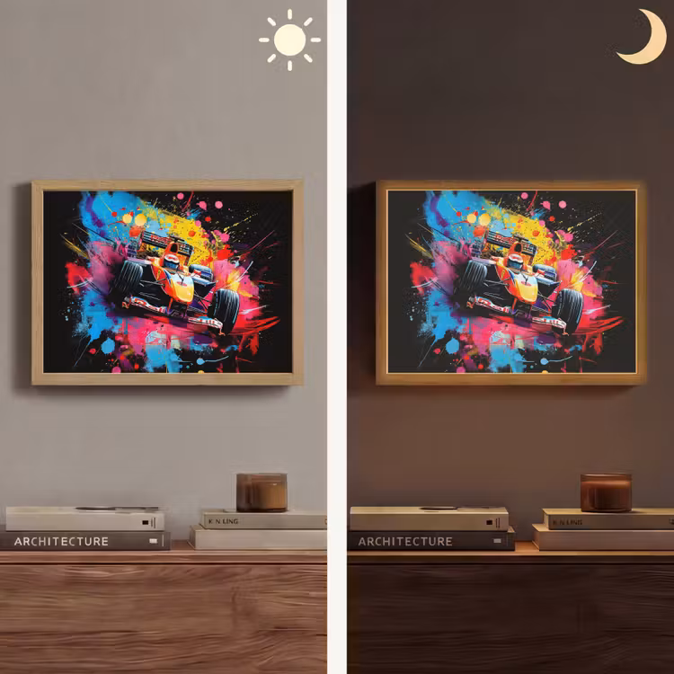 Graffiti - Sport - Auto - Formule 1 - Autosport Light Box met batterij (Wandlamp) middel -sfeer3