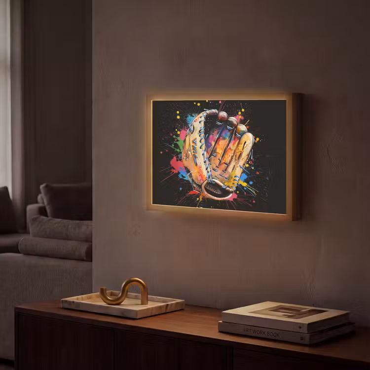 Graffiti - Sport - Baseball - Honkbal Light Box met batterij (Wandlamp) middel -sfeer1