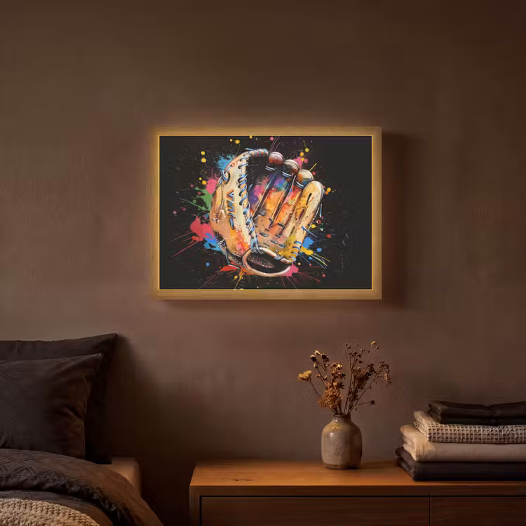 Graffiti - Sport - Baseball - Honkbal Light Box met batterij (Wandlamp) middel -sfeer4