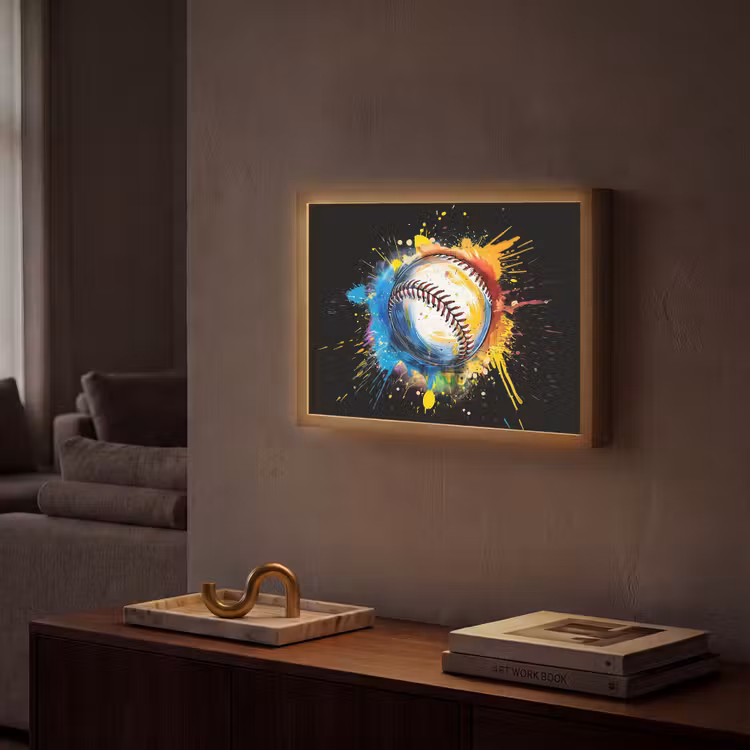 Graffiti - Sport - Baseball - Honkbal Light Box met batterij (Wandlamp) middel -sfeer1