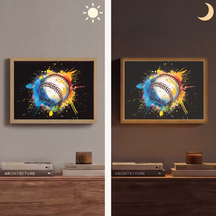 Graffiti - Sport - Baseball - Honkbal Light Box met batterij (Wandlamp) middel -sfeer3