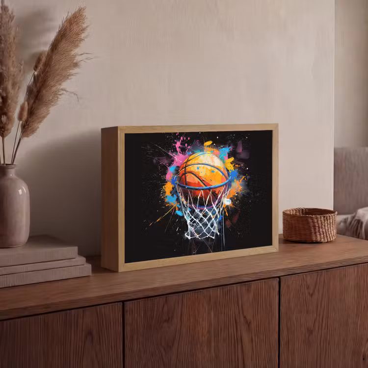 Graffiti - Sport - Basketbal - Basket Light Box met batterij (Wandlamp) middel -sfeer2