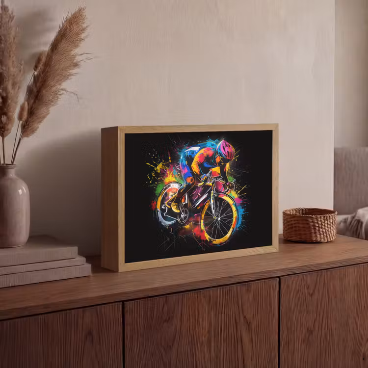 Graffiti - Sport - Wielrennen - Fiets Light Box met batterij (Wandlamp) middel -sfeer2