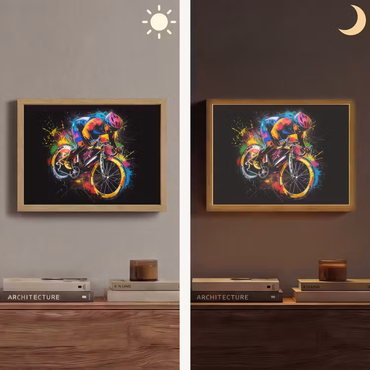 Graffiti - Sport - Wielrennen - Fiets Light Box met batterij (Wandlamp) middel -sfeer3