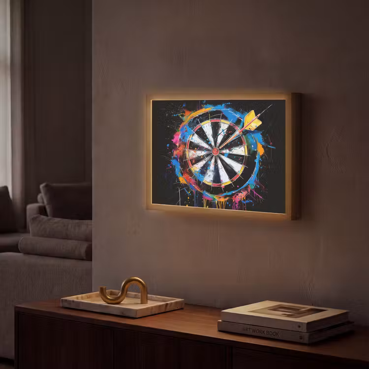 Graffiti - Sport - Darten - Dartbord Light Box met batterij (Wandlamp) middel -sfeer1