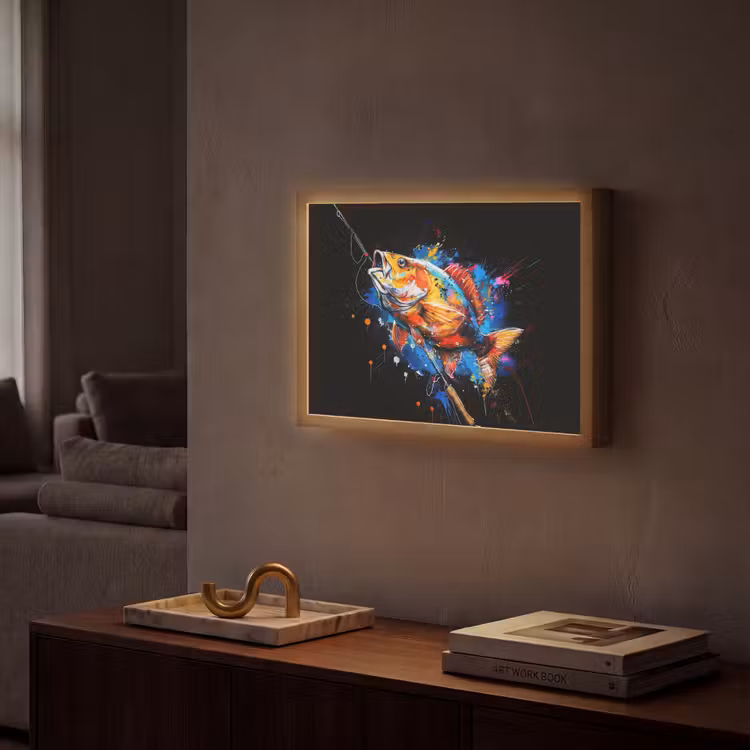 Graffiti - Sport - Vissen - Vis - Hengel Light Box met batterij (Wandlamp) middel -sfeer1