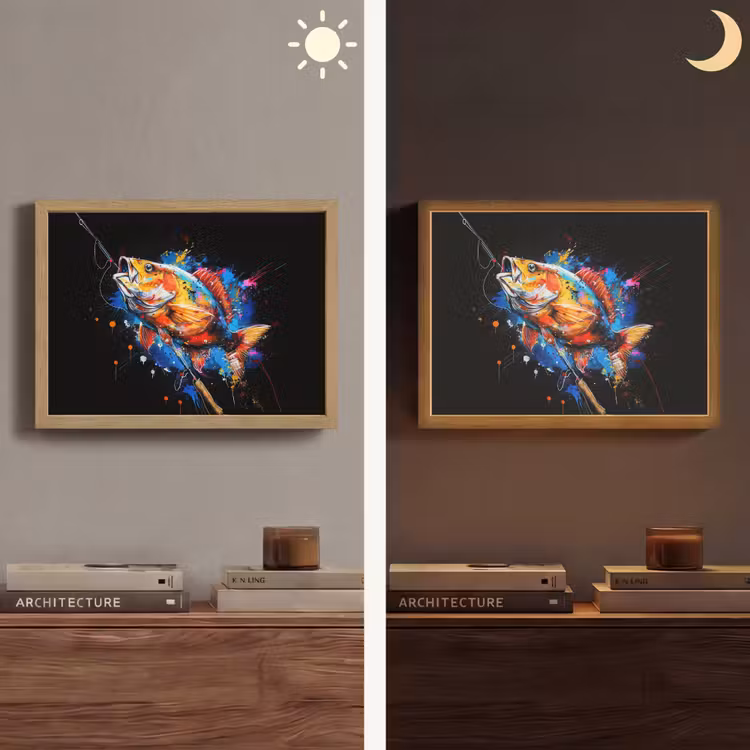 Graffiti - Sport - Vissen - Vis - Hengel Light Box met batterij (Wandlamp) middel -sfeer3
