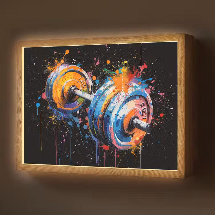 Graffiti - Sport - Fitness - Dumbbell - Gym Light Box met batterij (Wandlamp) middel -z3d_website