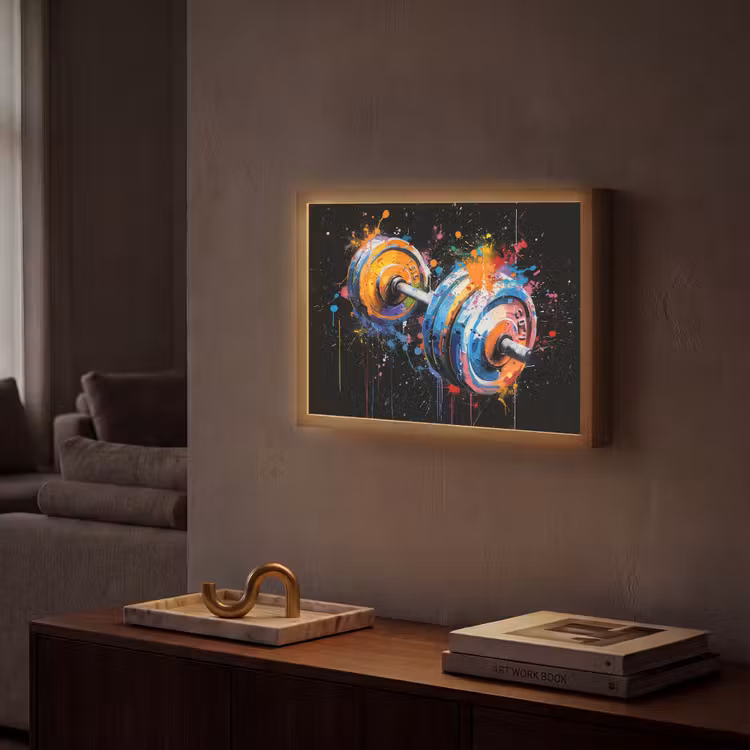 Graffiti - Sport - Fitness - Dumbbell - Gym Light Box met batterij (Wandlamp) middel -sfeer1