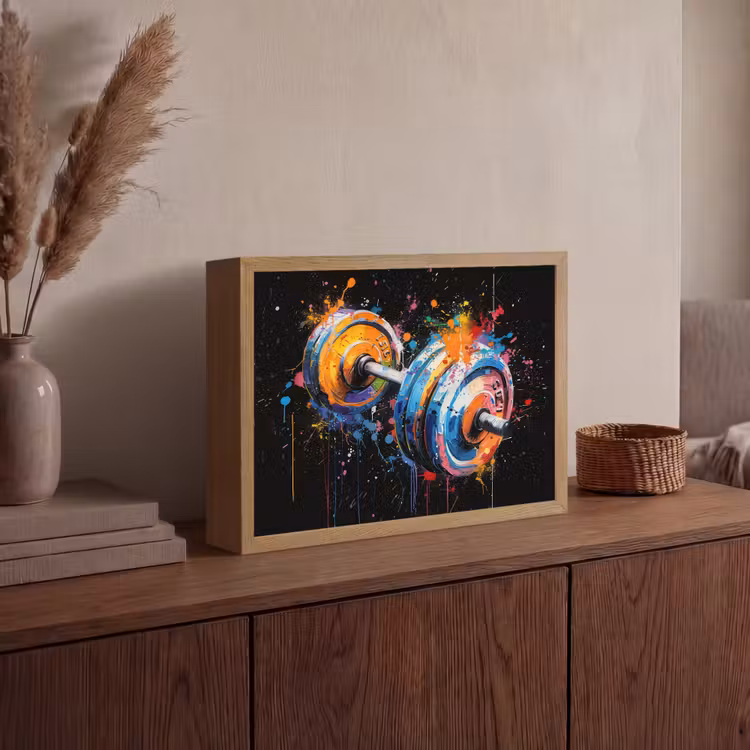 Graffiti - Sport - Fitness - Dumbbell - Gym Light Box met batterij (Wandlamp) middel -sfeer2
