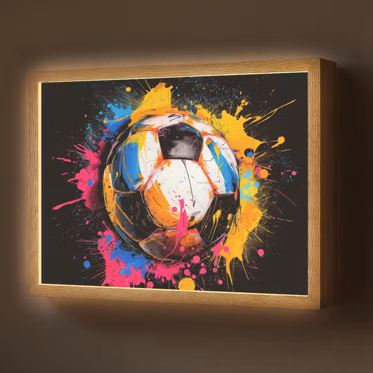 Graffiti - Sport - Voetbal - Verf - Bal Light Box met batterij (Wandlamp) middel -z3d_website