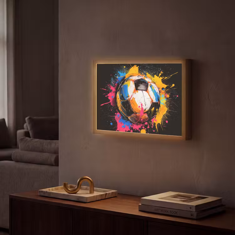 Graffiti - Sport - Voetbal - Verf - Bal Light Box met batterij (Wandlamp) middel -sfeer1
