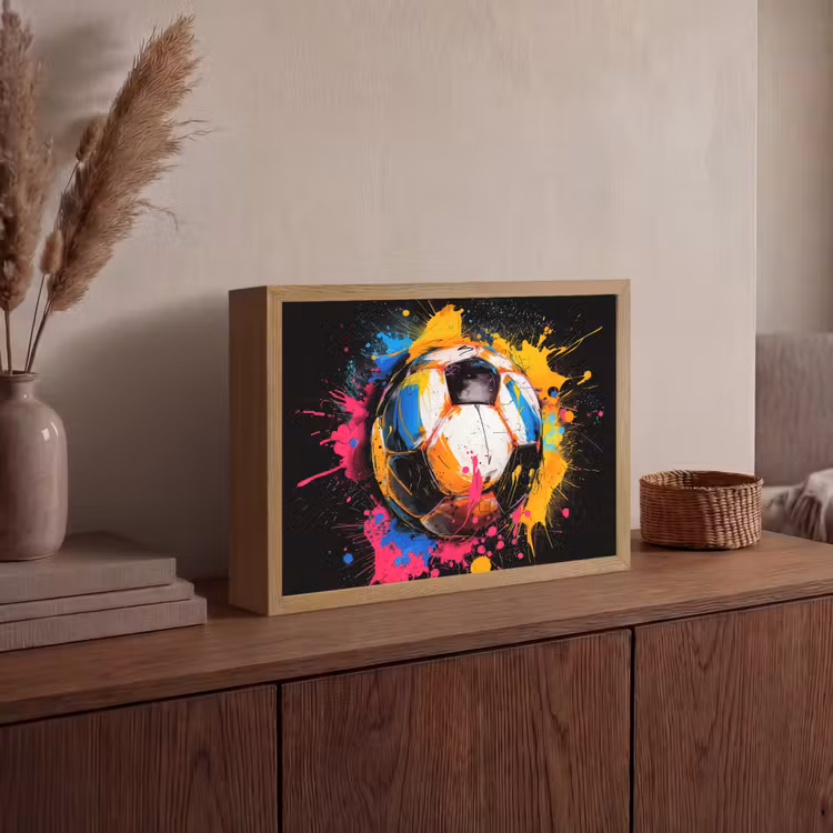 Graffiti - Sport - Voetbal - Verf - Bal Light Box met batterij (Wandlamp) middel -sfeer2