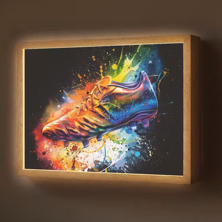 Graffiti - Sport - Voetbal - Schoen - Verf Light Box met batterij (Wandlamp) middel -z3d_website